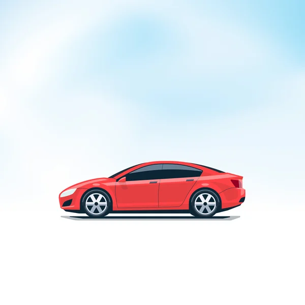 Vista lateral del coche rojo aislado — Vector de stock