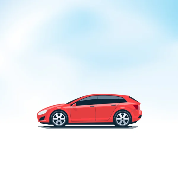 Aislado coche rojo Hatchback Vista lateral — Vector de stock