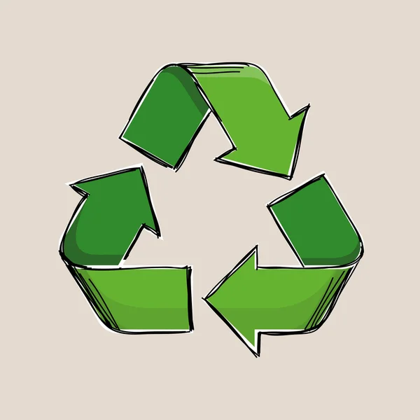 Vector de dibujo de símbolo de reciclaje — Vector de stock