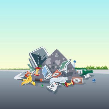 Littering Garbage Trash Stack on the Street Road clipart