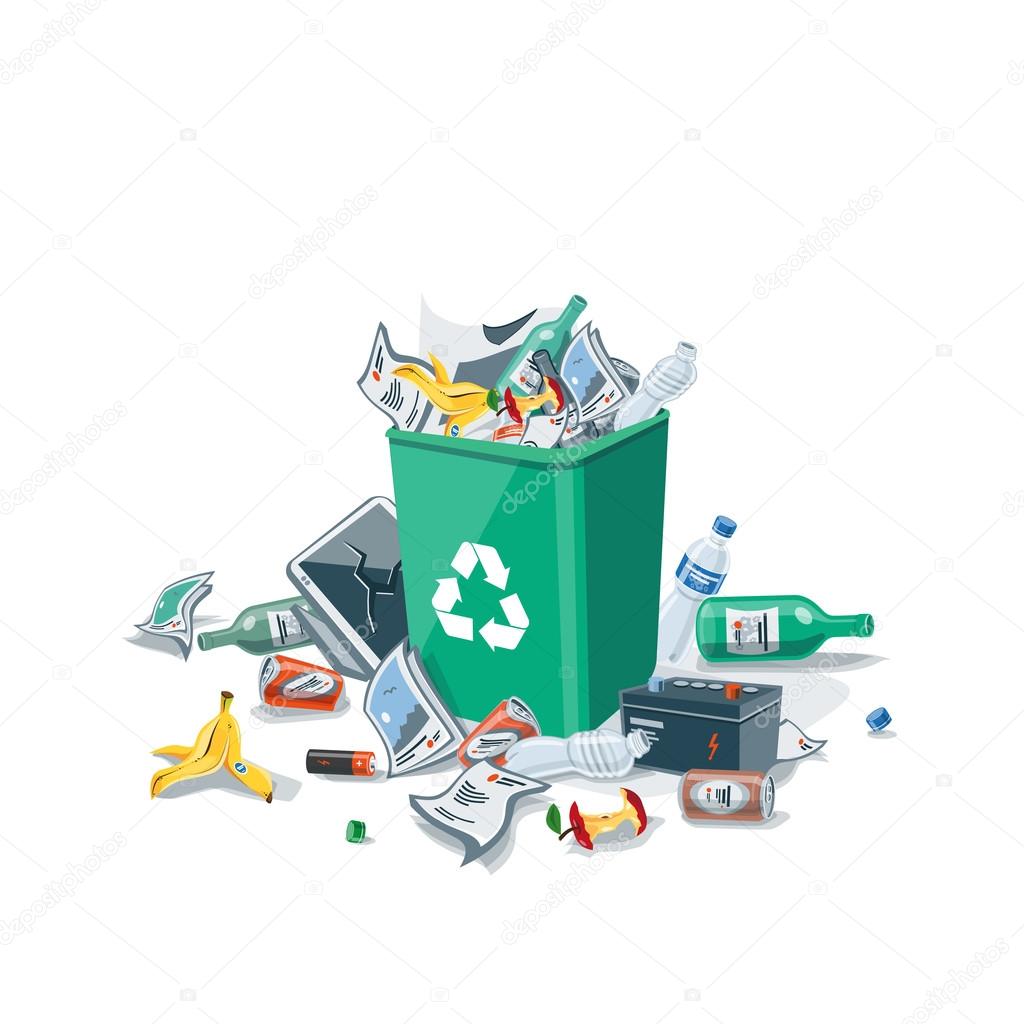 Littering Garbage around the Trash Bin Isolated on White Background Stock  Vector by ©petovarga 112733870