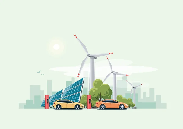 电动汽车充电城市主题 — 图库矢量图片