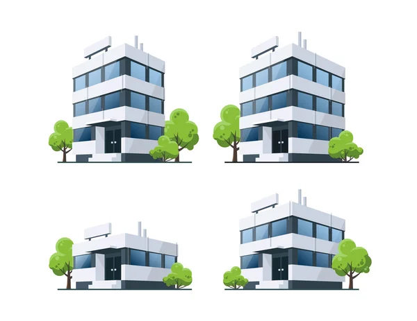 Edificios vectoriales de oficina Ilustración con árboles — Vector de stock