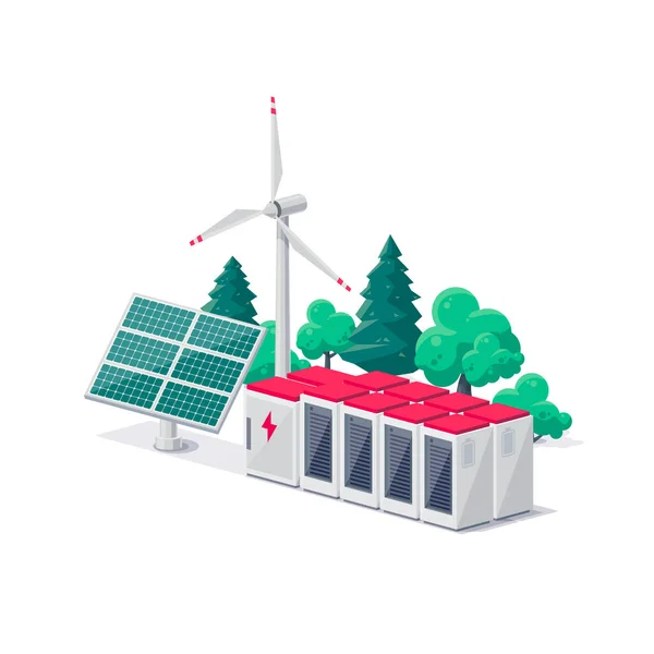 Centralina Elettrica Energia Rinnovabile Sistema Smart Grid Illustrazione Vettoriale Isolata — Vettoriale Stock