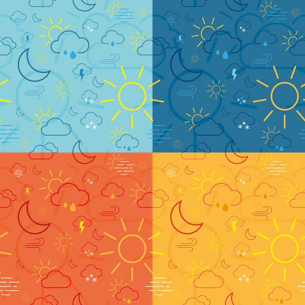 Four Weather Icon Pattern Tiles — Stock Vector