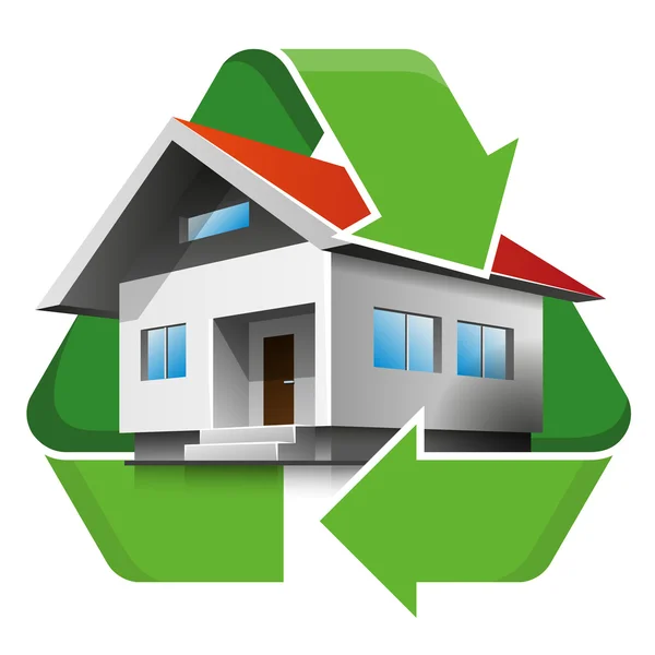 Recycling-Symbol für Haus — Stockvektor