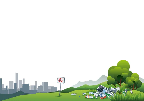 Trash in the Nature Enviroment Littering City Waste — Stock Vector