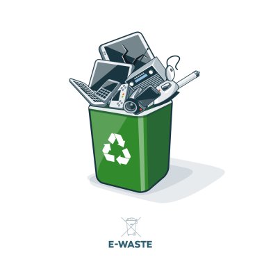 E-Waste in Recycling Bin clipart