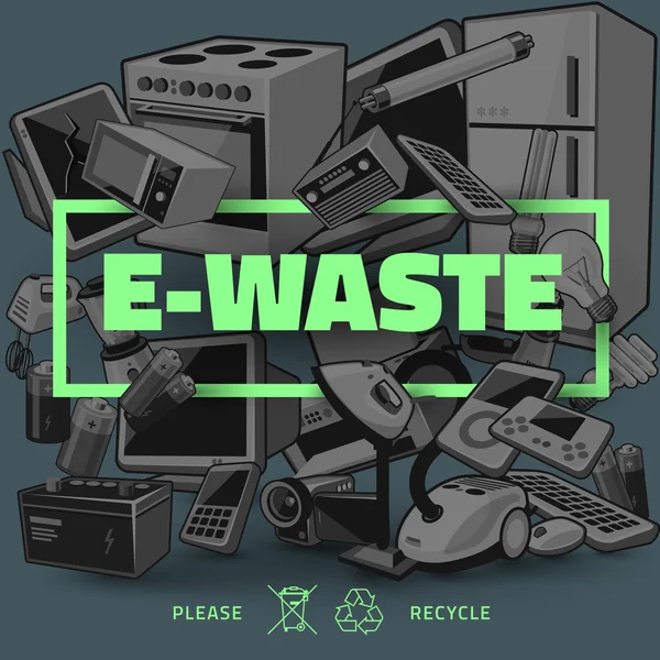 Dark E-waste with Green Title — Stock Vector