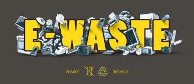E-waste Sign with Electronic Devices clipart