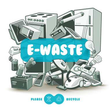 Grey E-waste with Blue Sign Board clipart