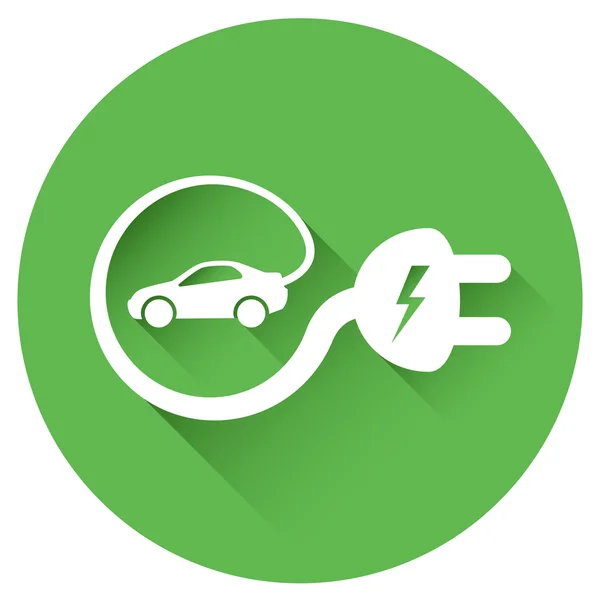 Señal de coche eléctrico redondeado verde — Vector de stock