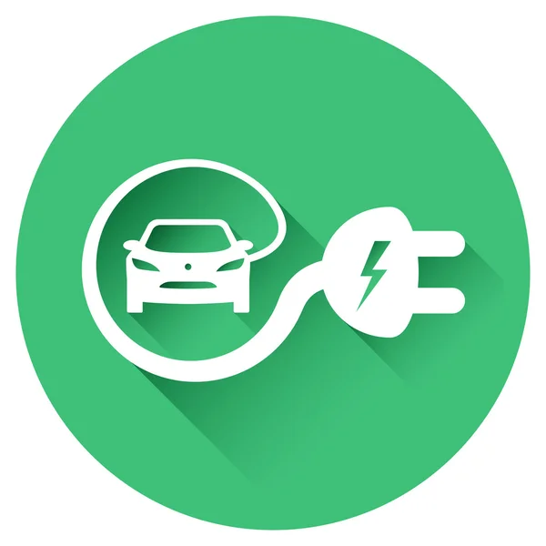 Señal de coche eléctrico redondeado verde — Vector de stock