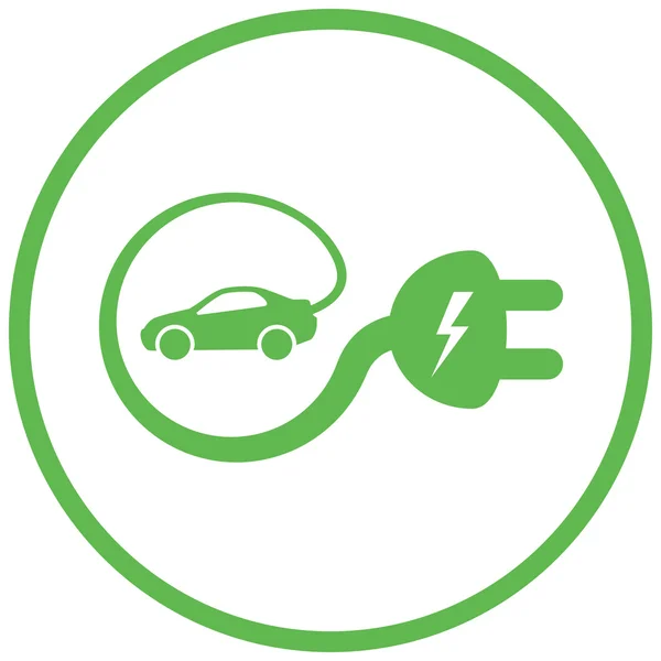 Señal de coche eléctrico verde — Vector de stock