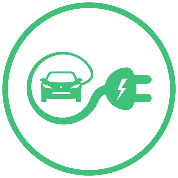 Señal de coche eléctrico verde — Vector de stock