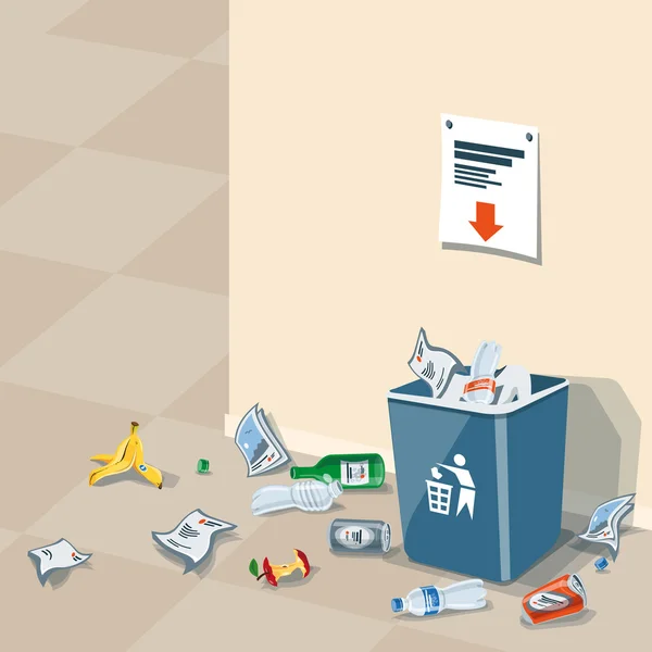 Zaśmiecanie śmieci wokół śmietnika — Wektor stockowy