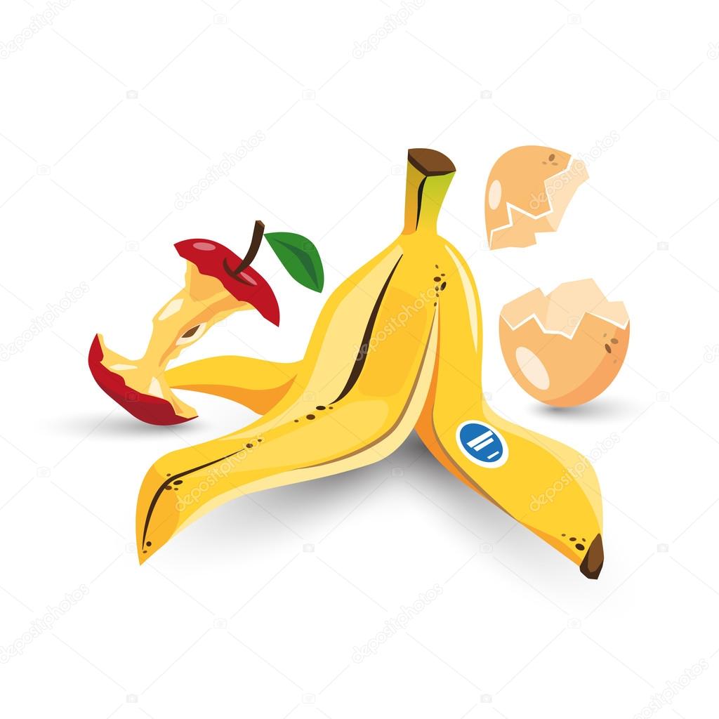 Banana peel apple egg imágenes de stock de arte vectorial | Depositphotos