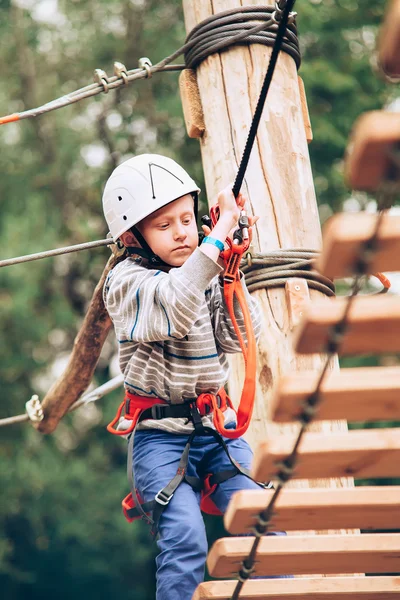 Active little boy on the rope — Stock Photo, Image