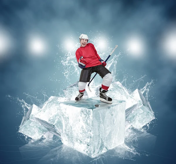 Schreeuwende hockeyspeler — Stockfoto