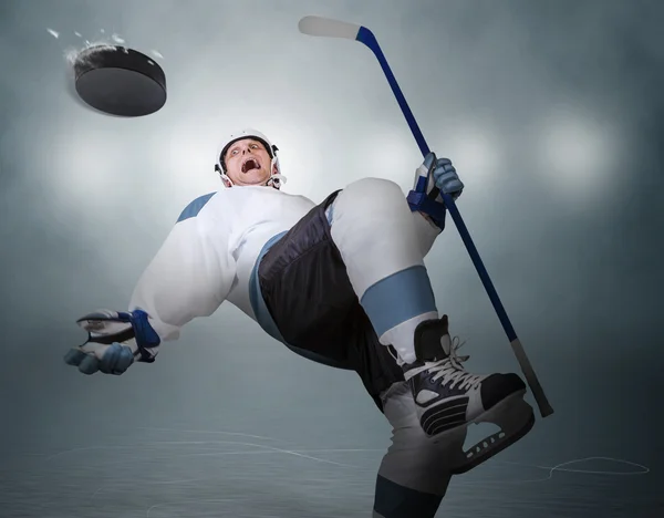 Hockey player fall dawn — Stock Photo, Image