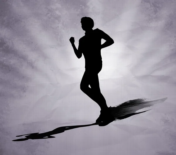 Sziluettjét. fekete férfi futó. — Stock Fotó