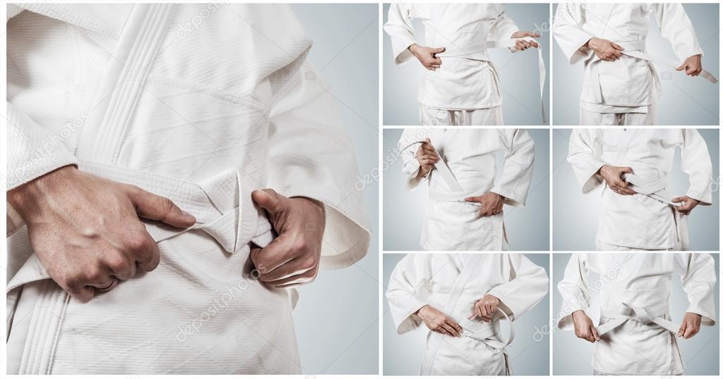 Karateka belt tying step by step