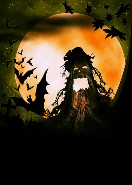 Halloween wooden monster illustration — стоковое фото