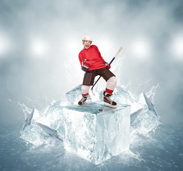 Screaming hockey player — Stock Photo, Image