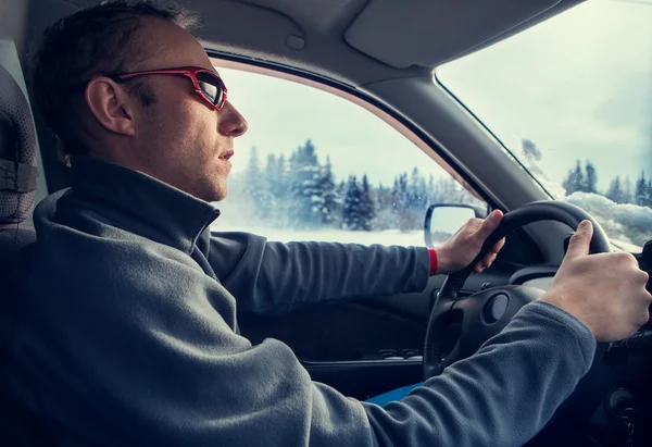 Man drive his car — Stock Photo, Image