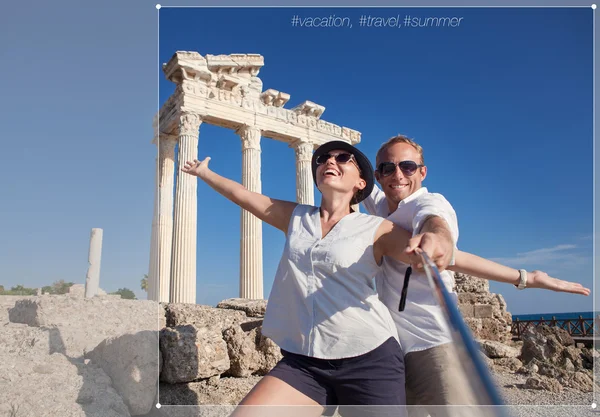 Coppia scattare foto selfie in Turchia — Foto Stock