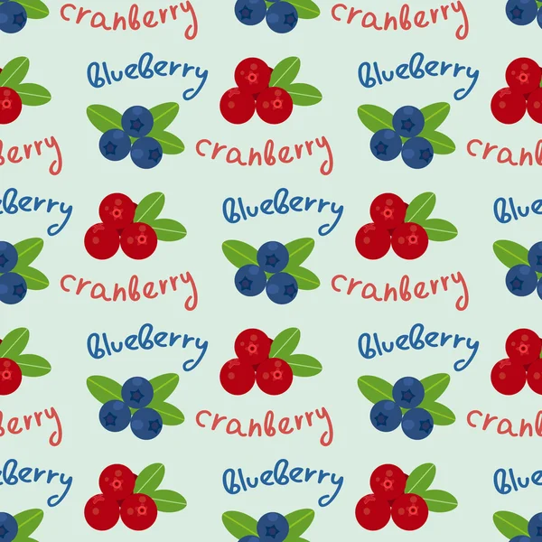 蔓越莓和蓝莓无缝模式 6 — 图库矢量图片