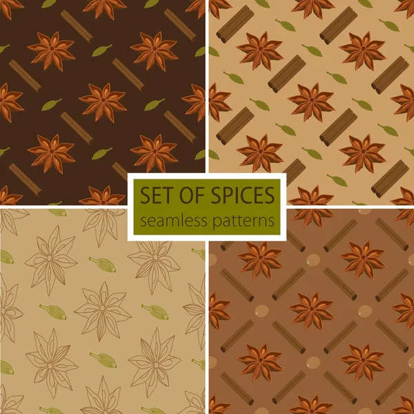 Set of four spicy seamless patterns — Stock Vector