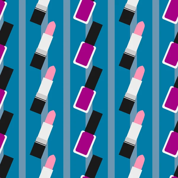 Lápiz labial con esmalte de uñas patrón sin costuras 3 — Archivo Imágenes Vectoriales