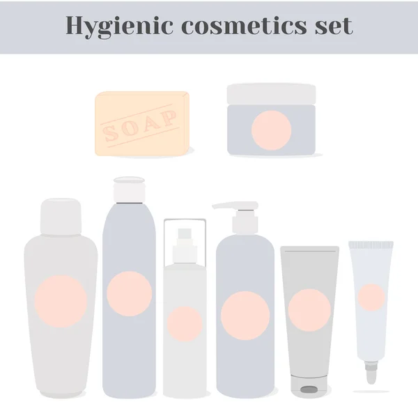 Conjunto de cosméticos higiênicos — Vetor de Stock