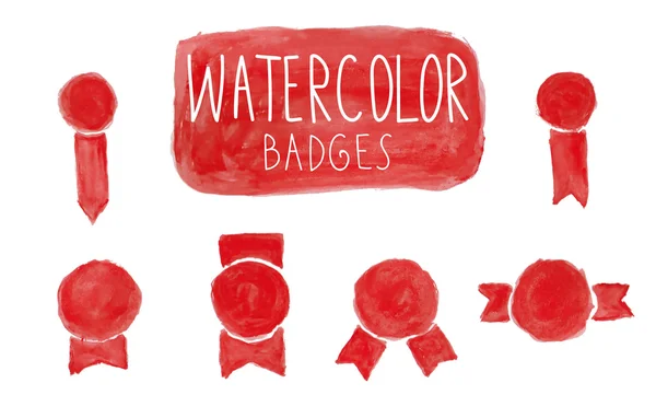 Ensemble de badges aquarelle rouge — Image vectorielle