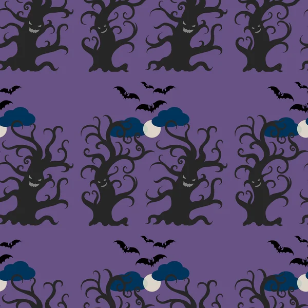 夜暗い木のシームレス パターン — ストックベクタ