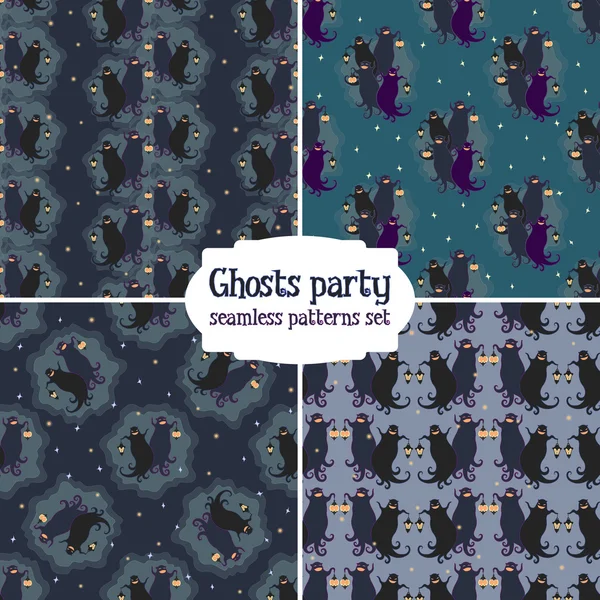 Ghosts party seamless patterns set — Stock Vector