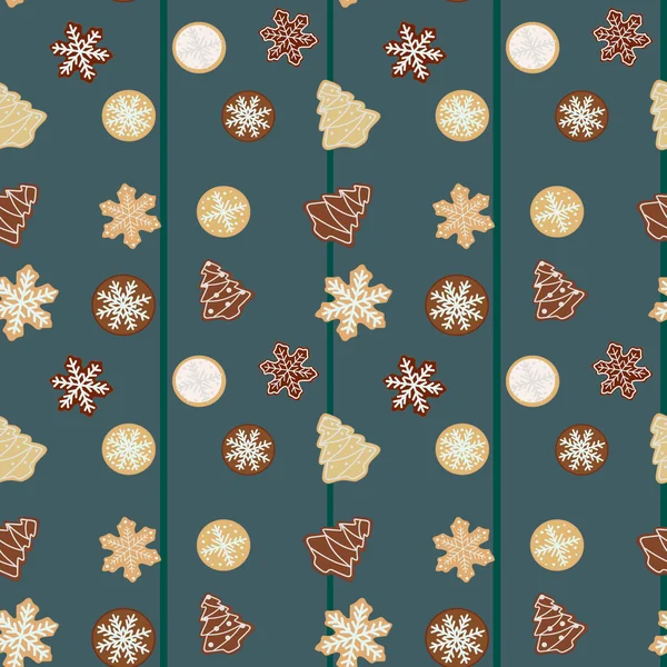 Gingerbread Christmas cookies seamless pattern. — Stock Vector