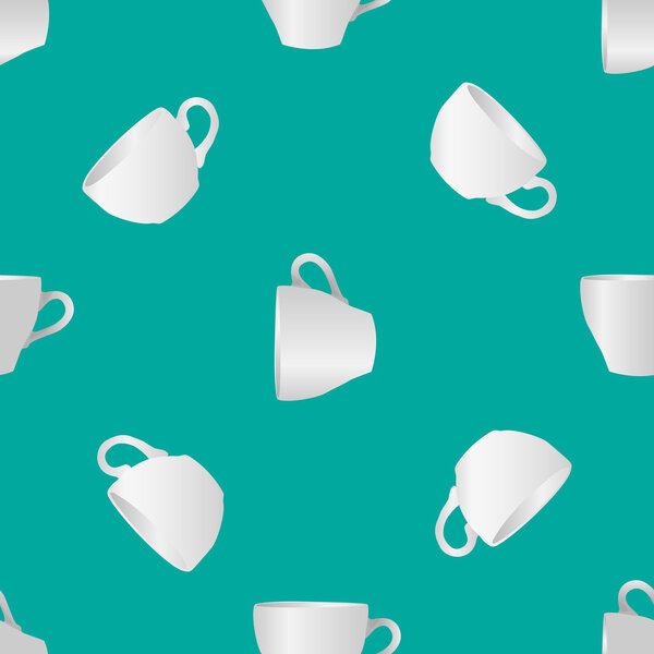 White cups seamless pattern