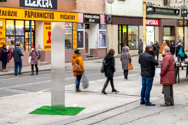 Ruzomberok Slovacchia Dicembre 2020 Misterioso Monolite Acciaio Nel Centro Della — Foto Stock