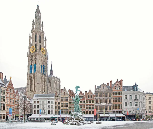 Antwerp Bélgica Março 2013 Centro Cidade Antuérpia Com Catedral Nossa — Fotografia de Stock