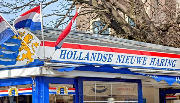 Hague Nederland Maart 2013 Een Kiosk Met Haringbroodjes Andere Verse — Stockfoto