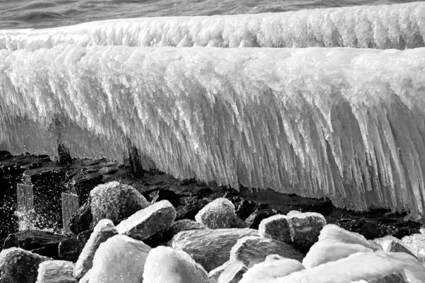 Κατεψυγμένο Molo Στο Afsluitdijk Μείζων Διάδρομος Στην Ολλανδία — Φωτογραφία Αρχείου