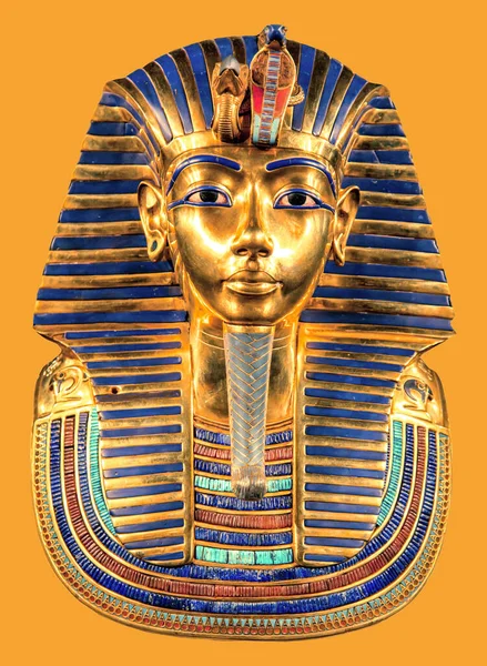 Egyptiska Farao Tutankhamun Begravning Mask Gul Bakgrund — Stockfoto