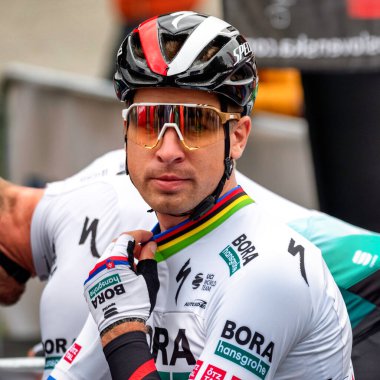DOLNY KUBIN, SLOVAKIA - 18 Eylül 2021: Bisikletçi yıldız Peter Sagan, Tour de Slovaquie 'de 3.