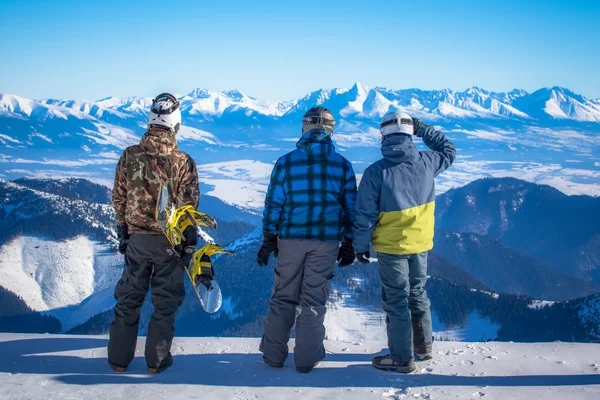 Snowboarders on hill Chopok, Slovakia — Stok Foto