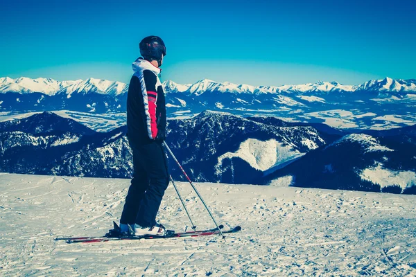 Skier on hill Chopok, Slovakia Stock Photo