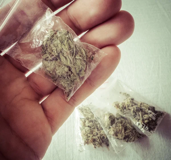 在塑料袋里的大麻 — 图库照片