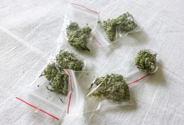 在塑料袋里的大麻 — 图库照片
