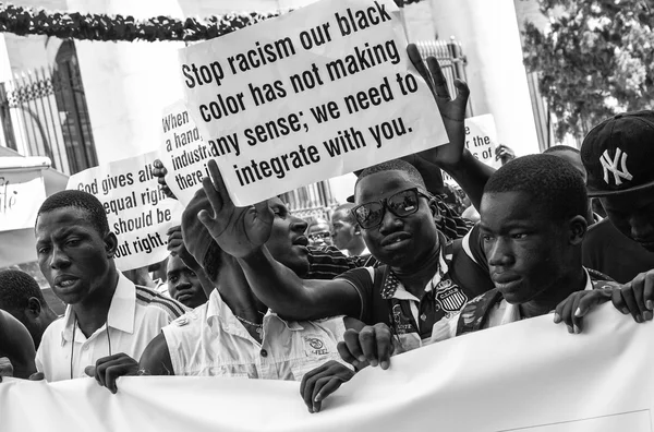 Immigranten protest in Valletta, Malta — Stockfoto